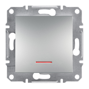 Выключатель одноклавишный кнопочный с подсветкой алюминий ASFORA Schneider Electric